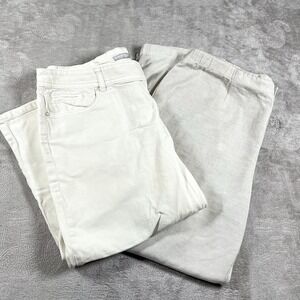 Lot Of 2 Chico's Pants Designs Linen Blend So Slimming Wide-Leg Crop XL 16